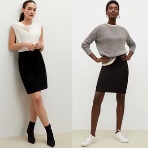 MM. Lafleur The Crosby Skirt Textured Ponte Black